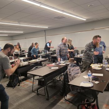 Learn to grow workshop members running in place